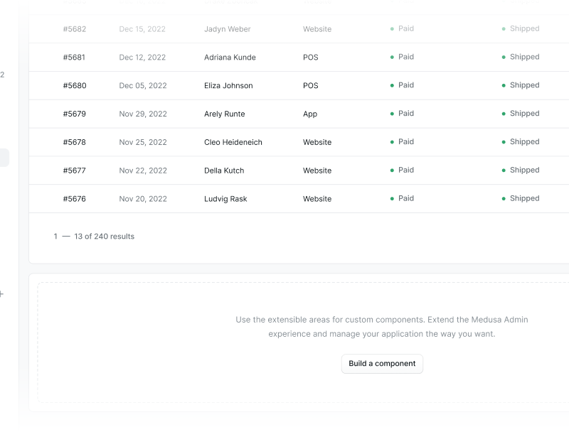 Medusa's dashboard for payment services